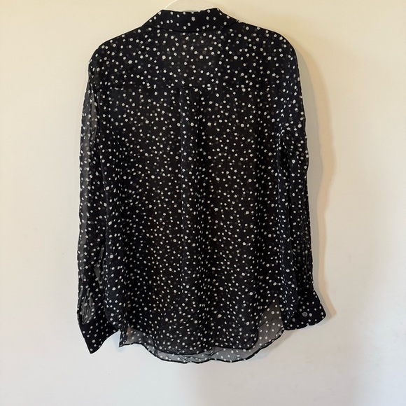 Theory 100% silk black long sleeve button down star patterned blouse size medium - Picture 8 of 8